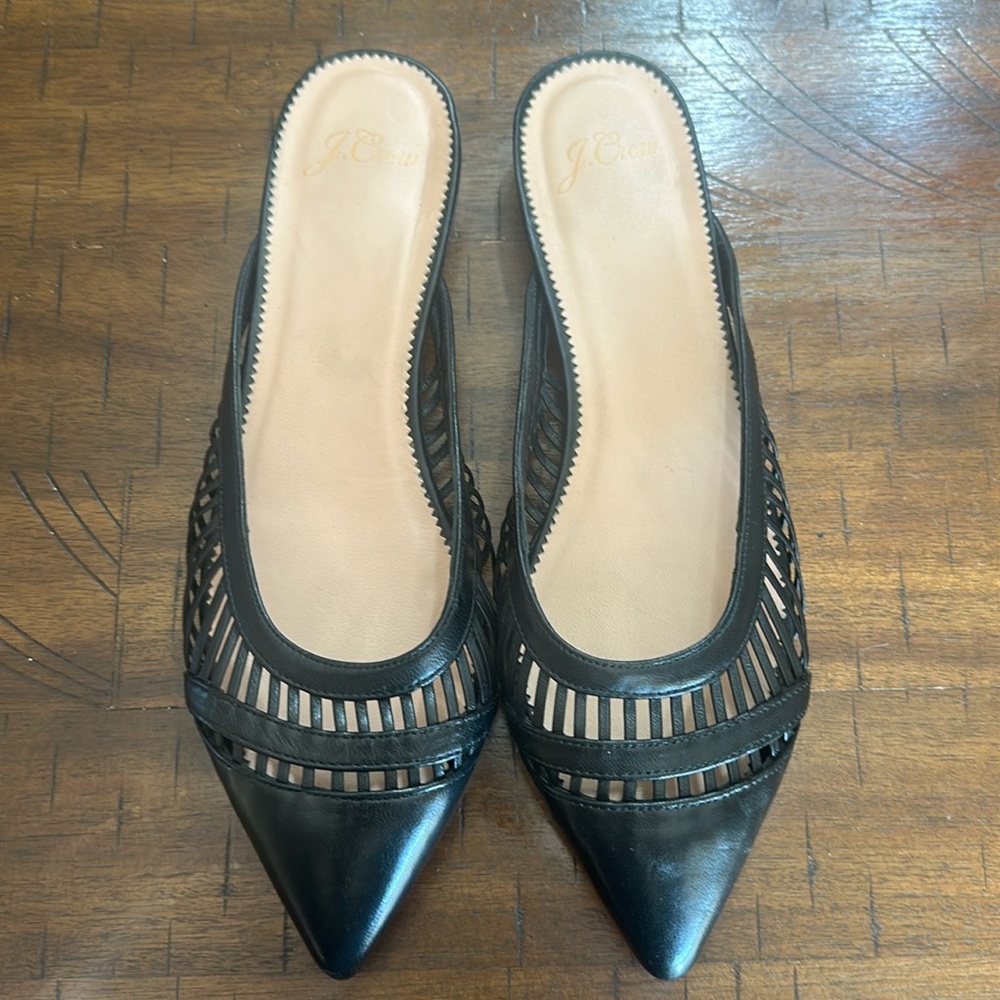 J. Crew Black Pointed Toe Mules 7.5
